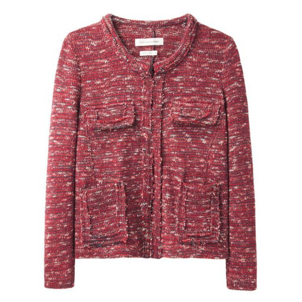 Isabel Marant Étoile Ariana Burgundy Tweed Boucle Jacket